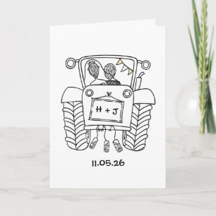 Custom Tractor Country Barn Rustic Wedding Card