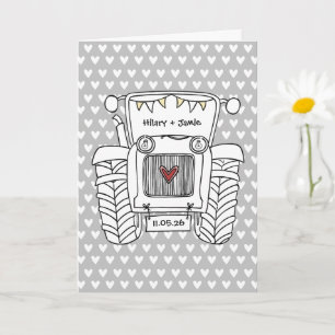 Custom Tractor Country Barn Rustic Wedding Card