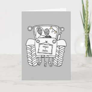Custom Tractor Country Barn Rustic Wedding Card