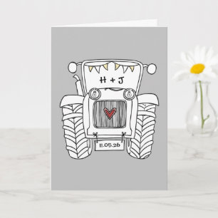 Custom Tractor Country Barn Rustic Wedding Card
