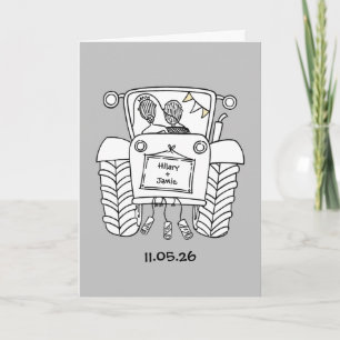 Custom Tractor Country Barn Rustic Wedding Card