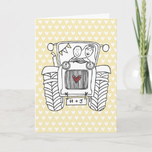 Custom Tractor Country Barn Rustic Wedding Card