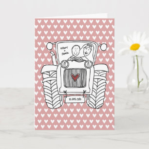 Custom Tractor Country Barn Rustic Wedding Card
