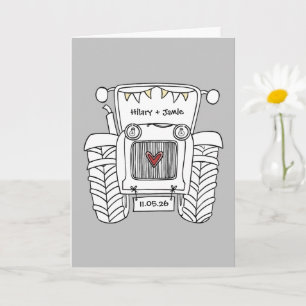 Custom Tractor Country Barn Rustic Wedding Card