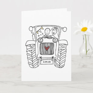 Custom Tractor Country Barn Rustic Wedding Card