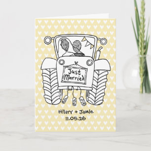Custom Tractor Country Barn Rustic Wedding Card