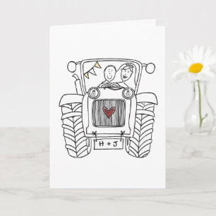 Custom Tractor Country Barn Rustic Wedding Card