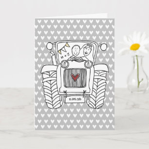 Custom Tractor Country Barn Rustic Wedding Card
