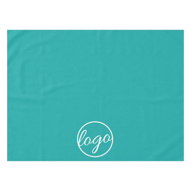 Custom Trade Show Business Logo Teal Tablecloth (Front (Horizontal))