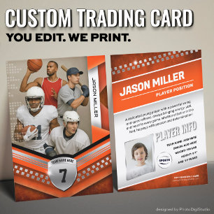 Custom Trading Card, Orange Silver Sport Template Calling Card