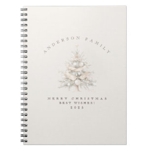 Custom traditional family white Christmas tree Notebook