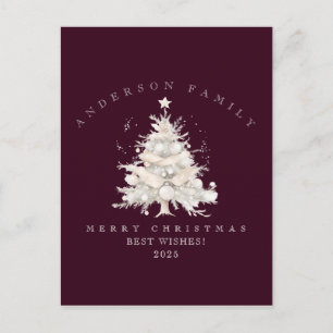 Custom traditional family white Christmas tree Postcard