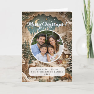 Custom traditional photo vintage Christmas Card