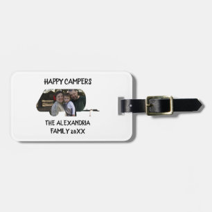 Custom trailer caravan family photo happy campers luggage tag
