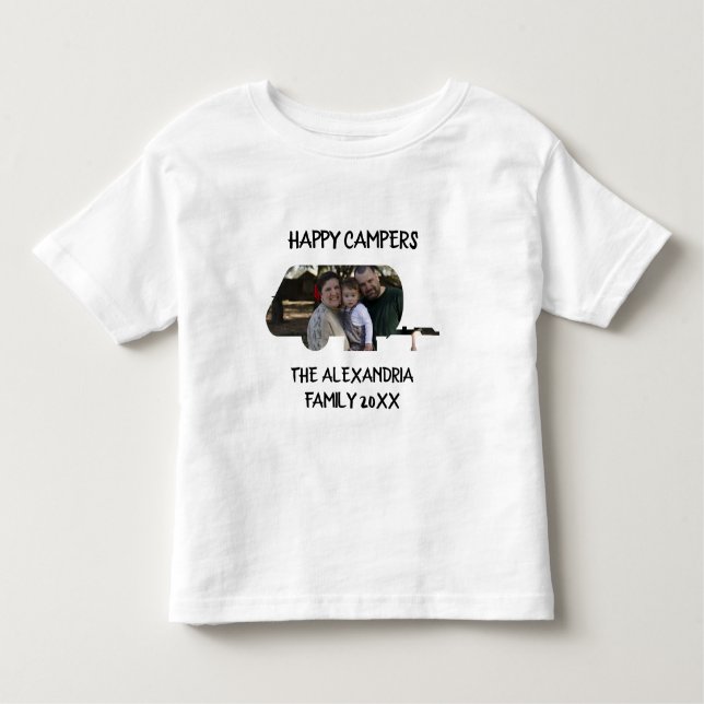 Custom trailer caravan family photo happy campers toddler T-Shirt (Front)