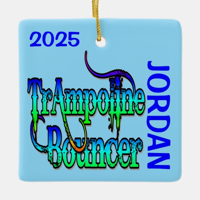 CUSTOM Trampoline Bouncer Ceramic Ornament (Front)