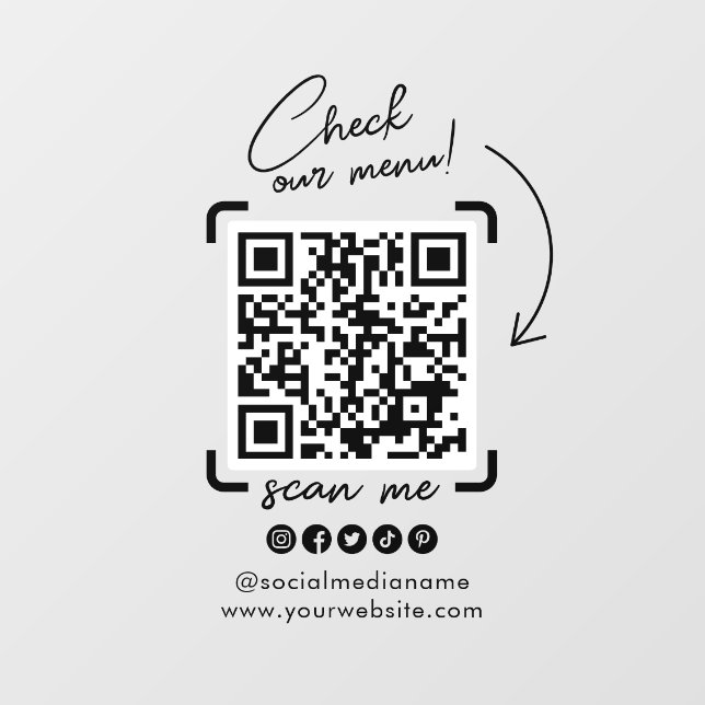 Custom Transparent Business QR Code Social Media (Sheet)