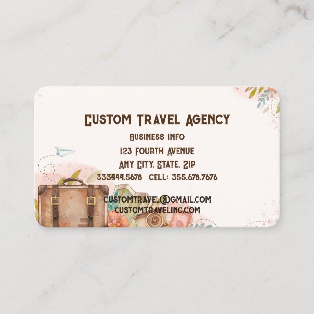 Custom Travel Agency Cruise Vacations  Business Card (Front)
