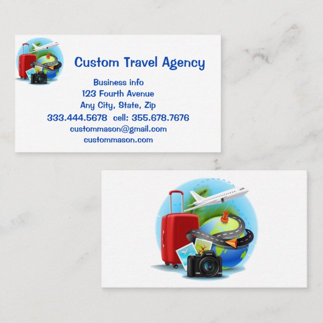Custom Travel Agency Cruise Vacations Business Card (Front/Back)