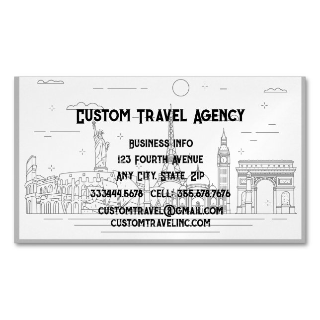 Custom Travel Agency Cruise Vacations Business  Magnetic Business Card (Front)