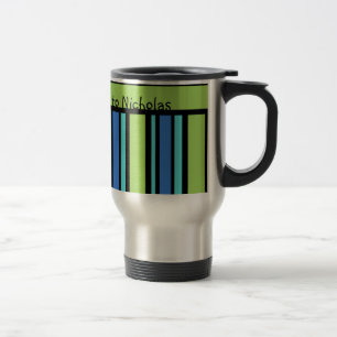 Custom Travel Mug, Blue Moons Deckchair Stripes Travel Mug