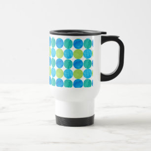 Custom Travel Mug, Blue Moons Grid Pattern Travel Mug
