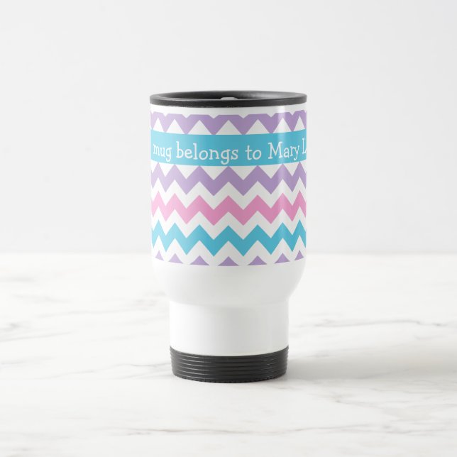 Custom Travel Mug, Pastel Colour Chevrons Mug (Center)