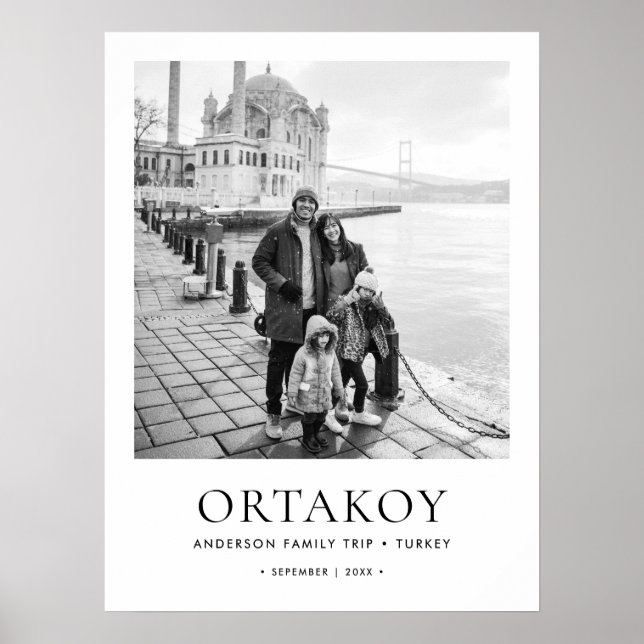 Custom Travel Photo & Details Museum Style Poster (Front)