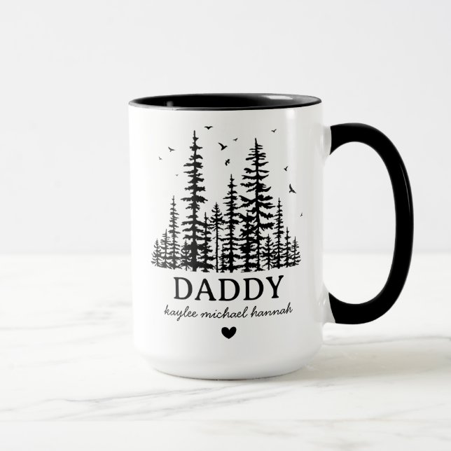 Custom tree Daddy Gift Kids Names Fathers Day, Dad Mug (Right)