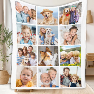 Custom Trendy 12 Photos Collage Family Birthday  Fleece Blanket