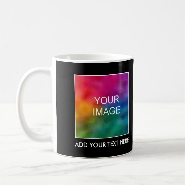 Custom Trendy Add Image Photo Business Logo Text Coffee Mug (Left)