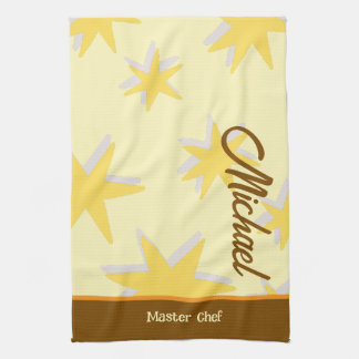 Custom trendy calligrahy letter master chef brown tea towel