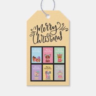 Custom Trendy Cute Dogs with "Merry Christmas" Gift Tags