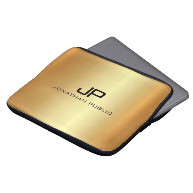 Custom Trendy Elegant Modern Luxe Template Gold Laptop Sleeve (Front Top)