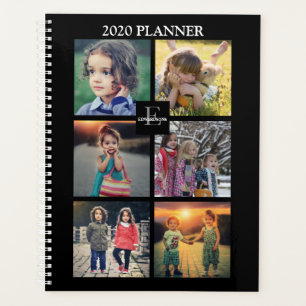 Custom trendy family photo collage black planner