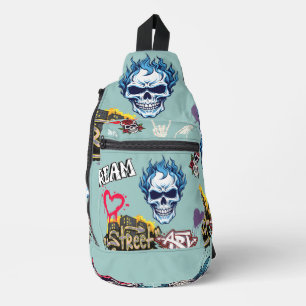 Custom trendy goth streetart modern pastel blue sling bag