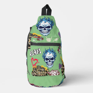 Custom trendy goth streetart trendy sage green  sling bag