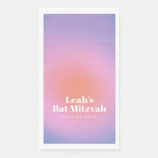 Custom Trendy Gradient Lavender Purple Bat Mitzvah Napkin (Front)