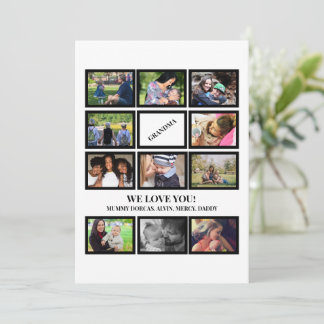 Custom Trendy Grandma Mothers Day 11 Photo Collage Holiday Card