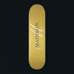 Custom Trendy Monogram Faux Gold Foil  Skateboard<br><div class="desc">A custom trendy stylish faux gold foil skateboard with monogram. A stylish script initial for a touch of chic elegance. Add some sparkle to your boarding experience. Personalise with your name, monogram, initial or text. If you prefer, you can change text colour and font style using the customise it further...</div>