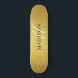 Custom Trendy Monogram Faux Gold Foil  Skateboard<br><div class="desc">A custom trendy stylish faux gold foil skateboard with monogram. A stylish script initial for a touch of chic elegance. Add some sparkle to your boarding experience. Personalise with your name, monogram, initial or text. If you prefer, you can change text colour and font style using the customise it further...</div>
