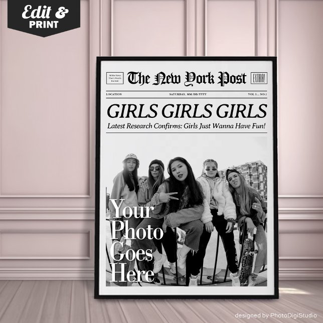 Custom Trendy Newspaper Print Girls Wanna Have Fun (Custom Trendy Newspaper Print Wall Art, New York News | Girls Girls Girls Just Wanna Have Fun )