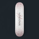 Custom Trendy Rose Gold Glitter Monogram  Skateboard<br><div class="desc">A custom trendy stylish rose gold glitter skateboard with monogram. A stylish script initial for a touch of chic elegance. Add some sparkle to your boarding experience. Personalise with your name, monogram, initial or text. If you prefer, you can change text colour and font style using the customise it further...</div>