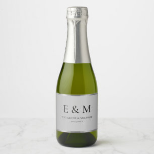 Custom Trendy Save the Date Monogram Silver Sparkling Wine Label