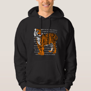 Custom trendy wildlife illustration tiger black hoodie