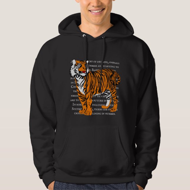 Custom trendy wildlife illustration tiger black hoodie (Front)