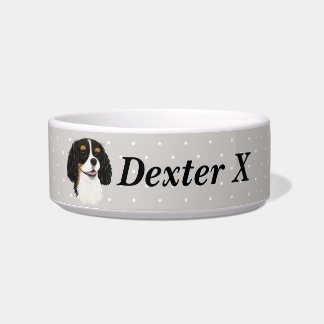Custom Tri Cavalier King Charles Spaniel   Bowl (Front)
