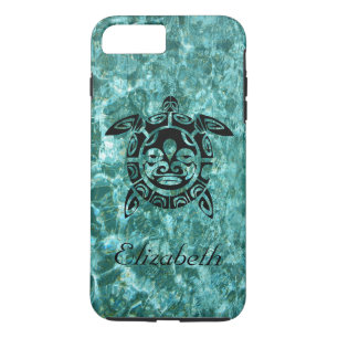 Custom Tribal Mask Sea Turtle Aqua Blue Case-Mate iPhone Case
