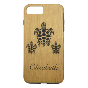 Custom Tribal Sea Turtle Faux Wood Case-Mate iPhone Case