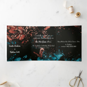 Custom Trifold Wedding Invitation (Black)